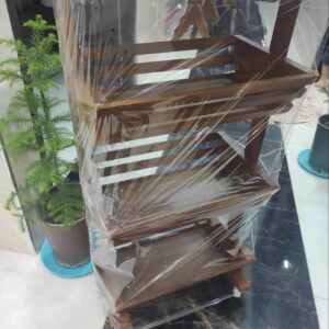 سلة الفواكه الخشبية ثلاثية الطوابق